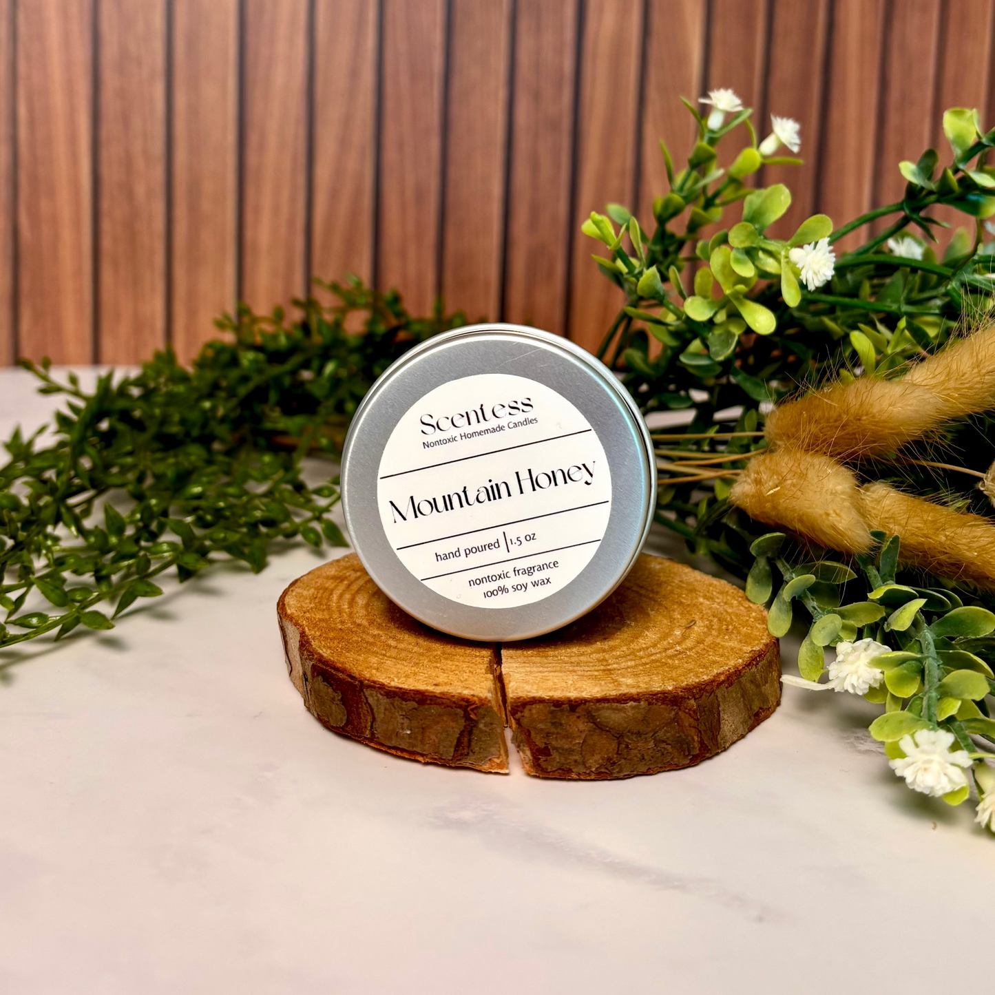 Scentess mini mountain honey scented non-toxic soy candle