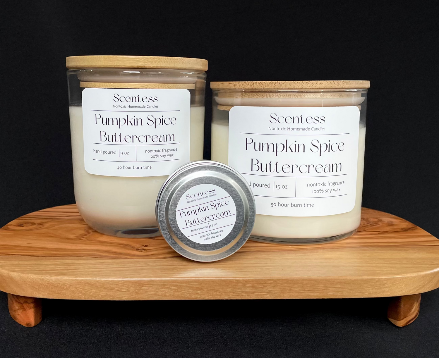 soy wax nontoxic pumpkin spice buttercream candles
