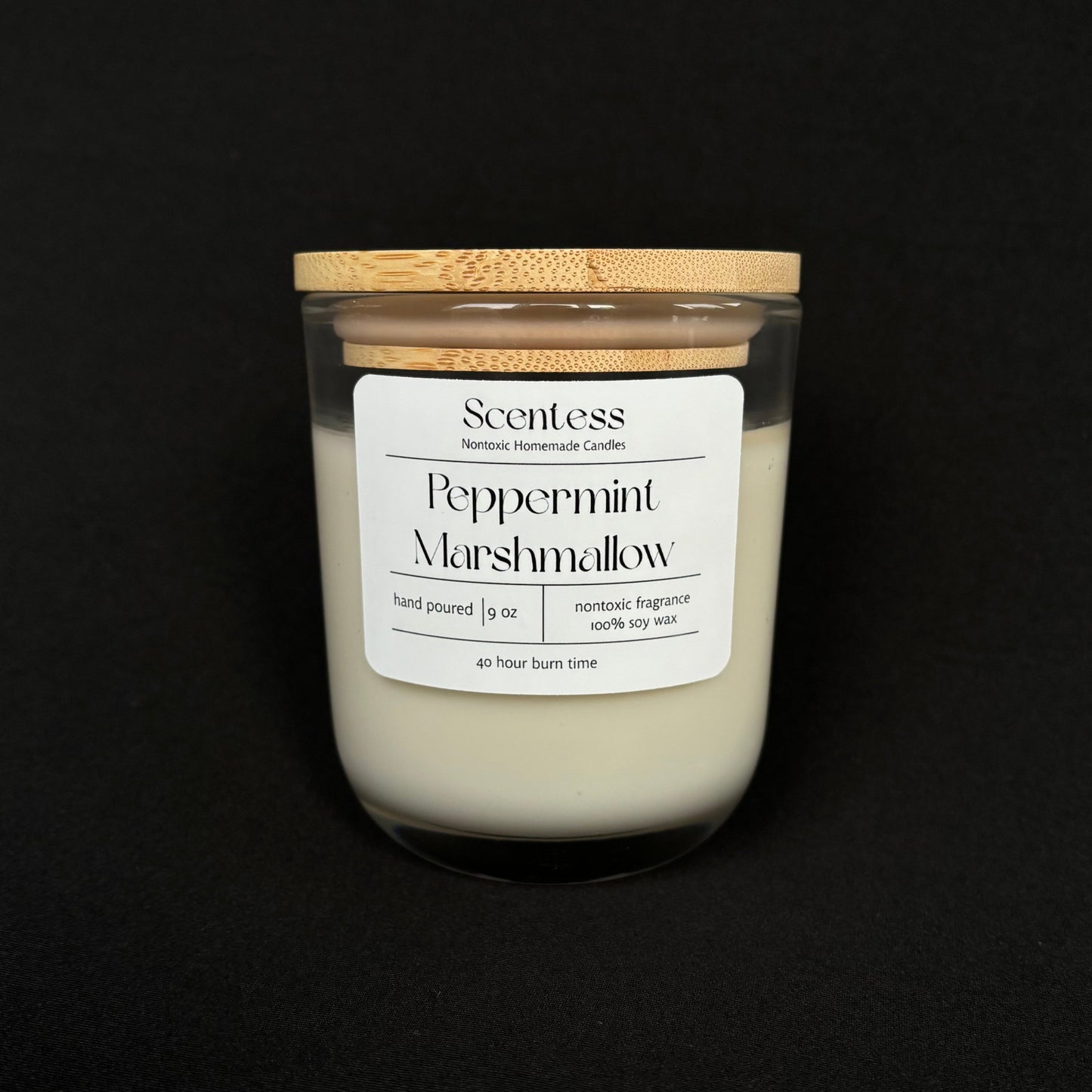 Scentess 9 oz Peppermint Marshmallow Soy Candle