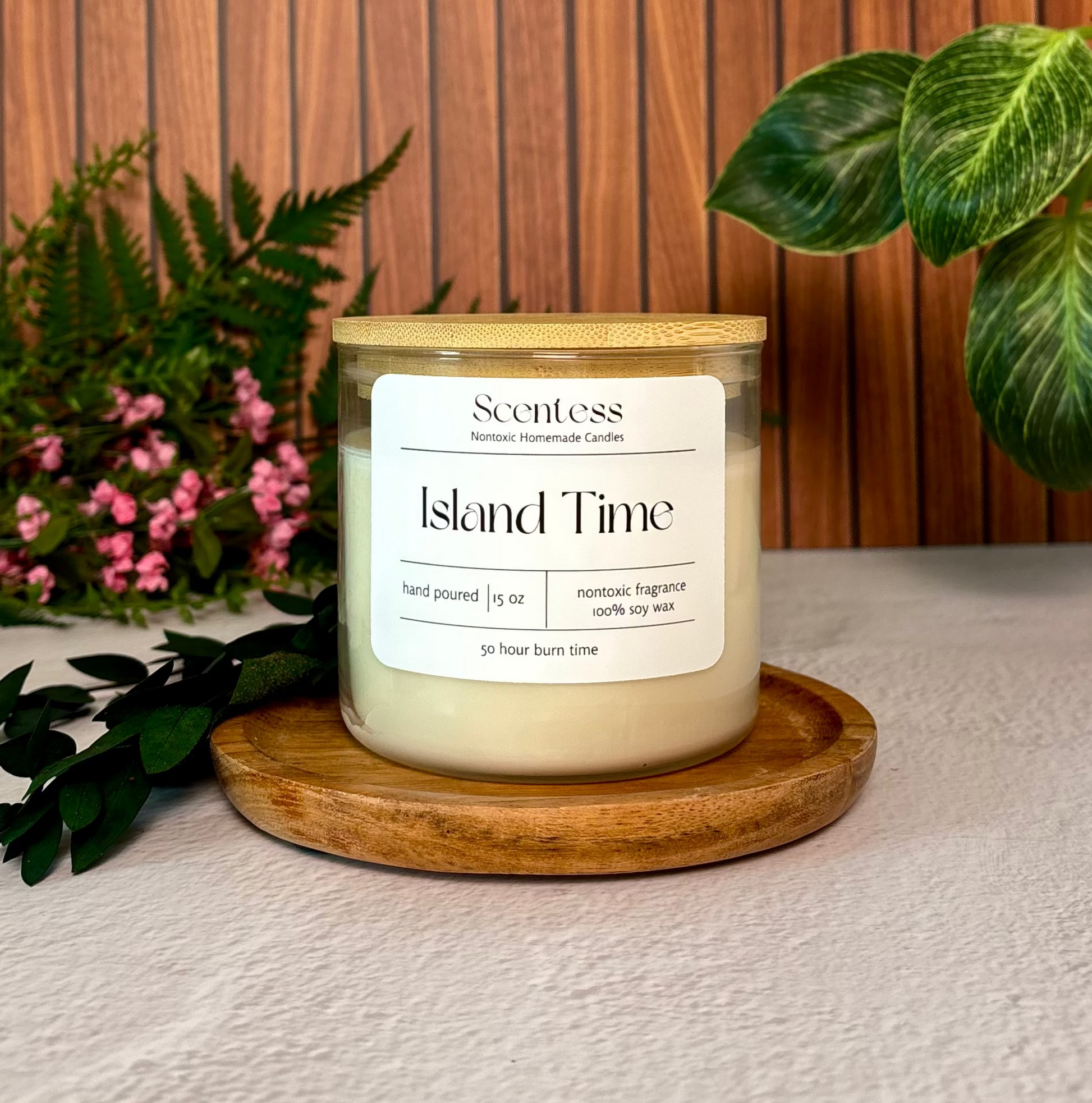 15 ounce non-toxic tropical mango and coconut milk scented soy candle