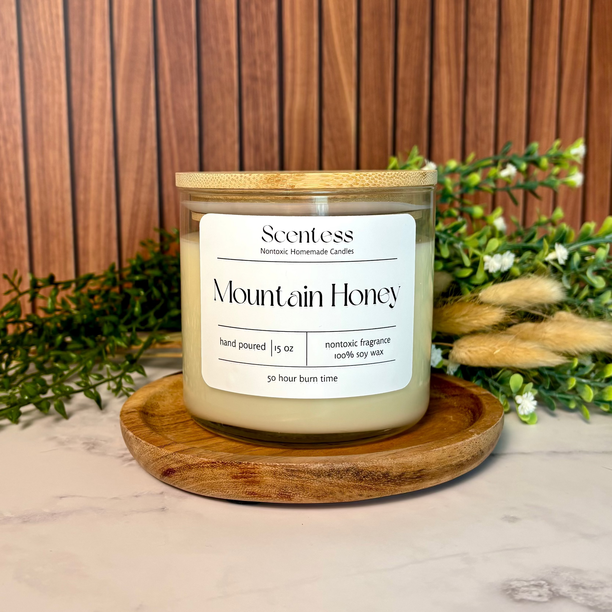 15 oz Mountain Honey scented non-toxic soy candle