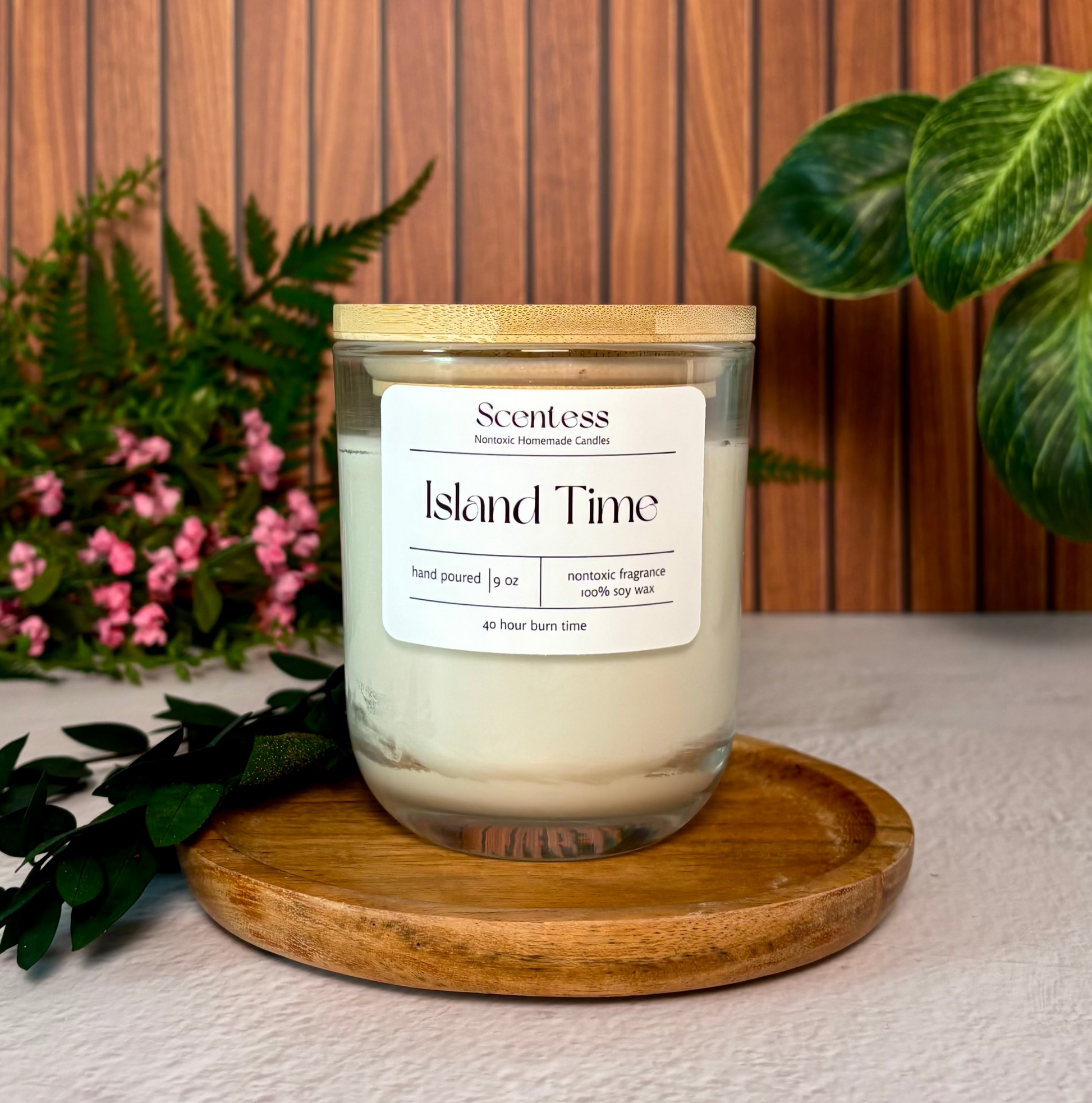 9 ounce non-toxic tropical mango and coconut milk scented soy candle
