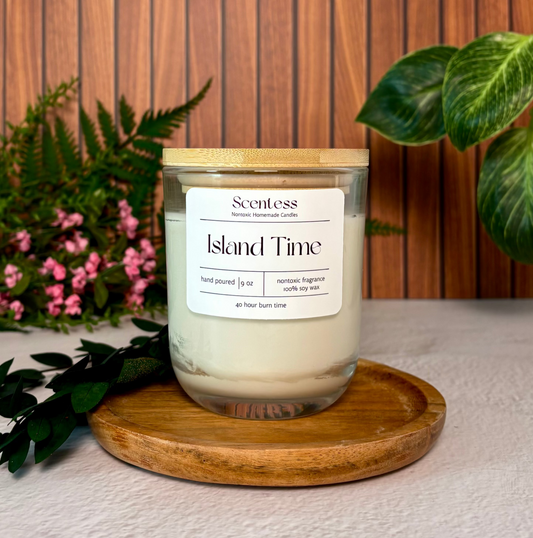 9 ounce non-toxic tropical mango and coconut milk scented soy candle