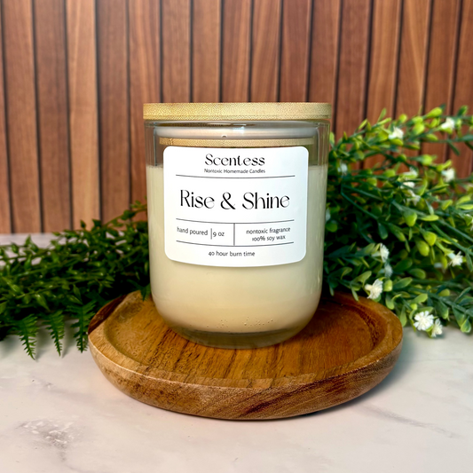 Scentess 9 oz Rise & Shine Scented Non-toxic Soy Candle