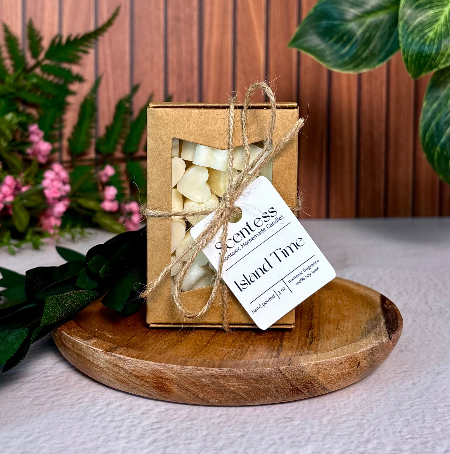 Non-toxic tropical mango and coconut milk scented soy heart-shaped wax melts