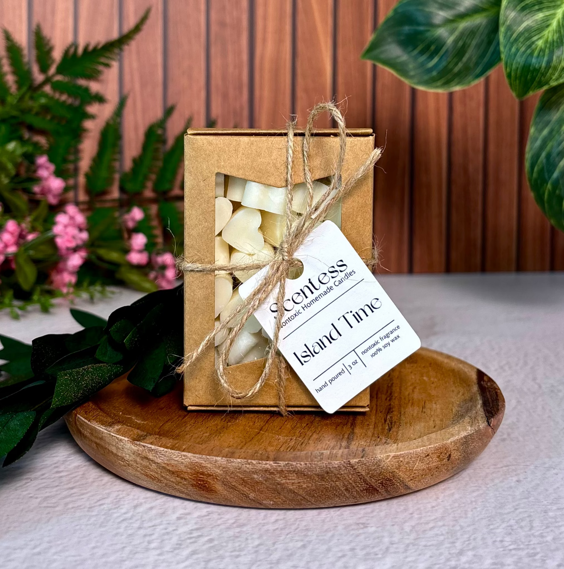 Non-toxic tropical mango and coconut milk scented soy heart-shaped wax melts